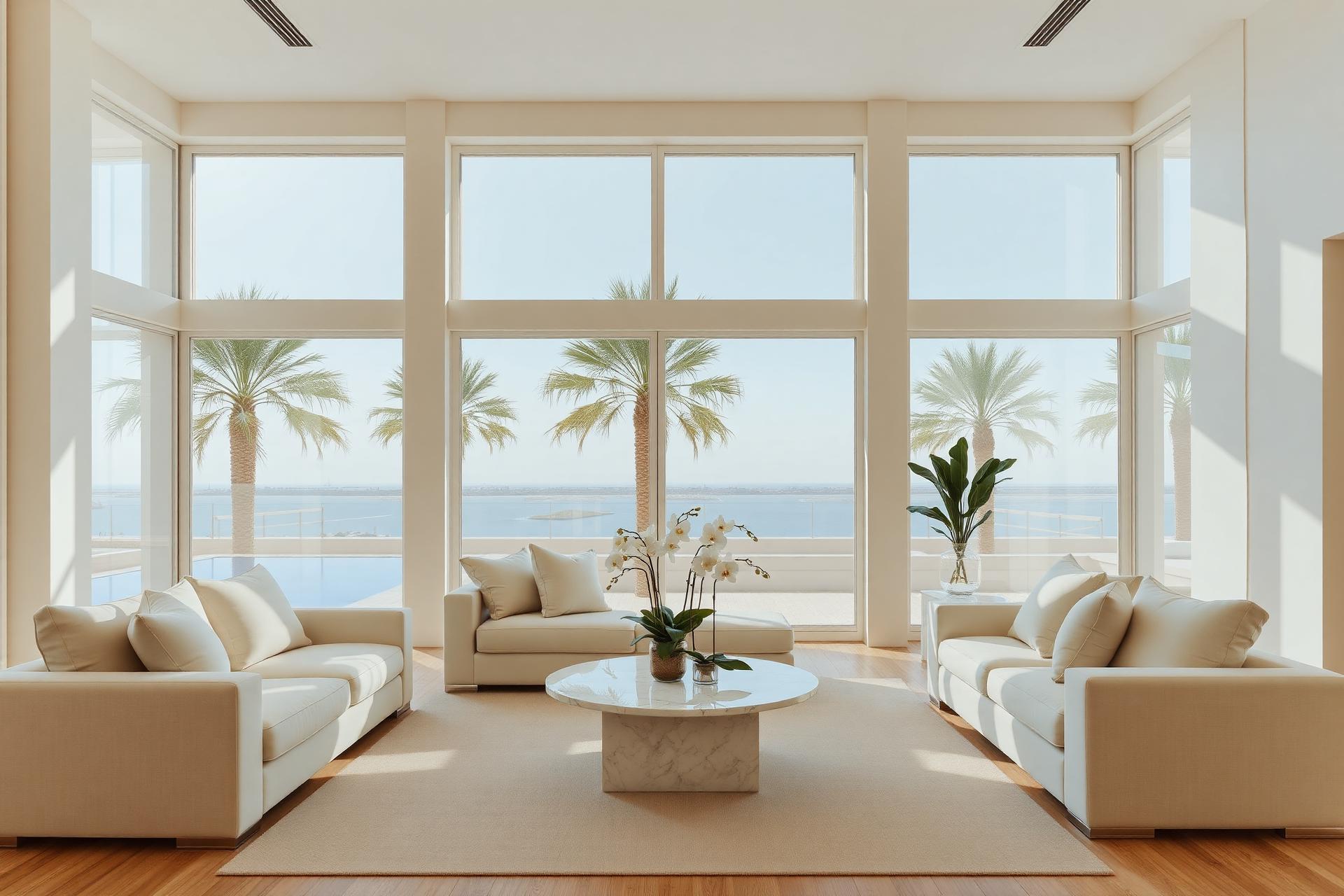 Sunlit luxury Dubai villa living room